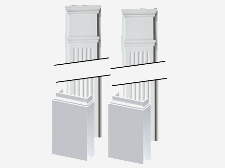 Fypon DSKS07P569K Single Door Surround Kit with 56W x 9H Crosshead with Keystone & 7W Plain Pilasters White