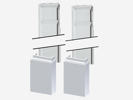 Fypon DSKS07P569K Single Door Surround Kit with 56W x 9H Crosshead with Keystone & 7W Plain Pilasters White